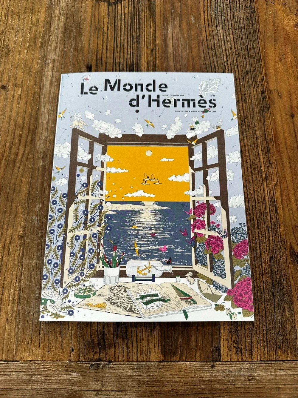 Hermes Le Monde d'Hermes Art Cover - Yellow, Blue, Pink, Green, Brown magazine